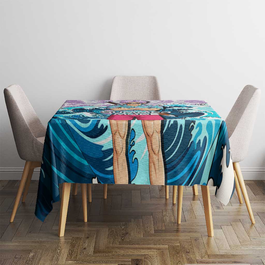 Trunks Dragon Ball Summer Theme Tablecloth with Sword Floral Shirt Sunglasses Shenron and Ocean Wave Background - The Mazicc