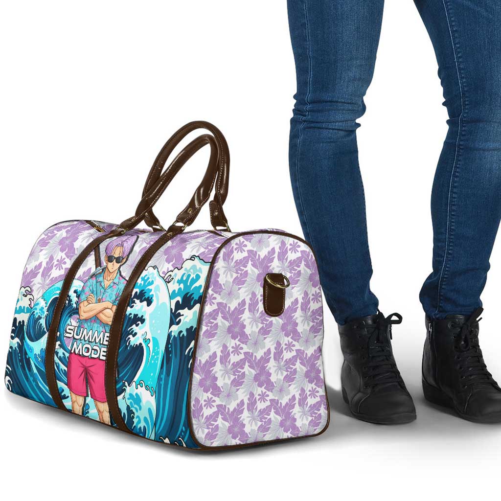 Trunks Dragon Ball Summer Theme Travel Bag with Sword Floral Shirt Sunglasses Shenron and Ocean Wave Background - The Mazicc