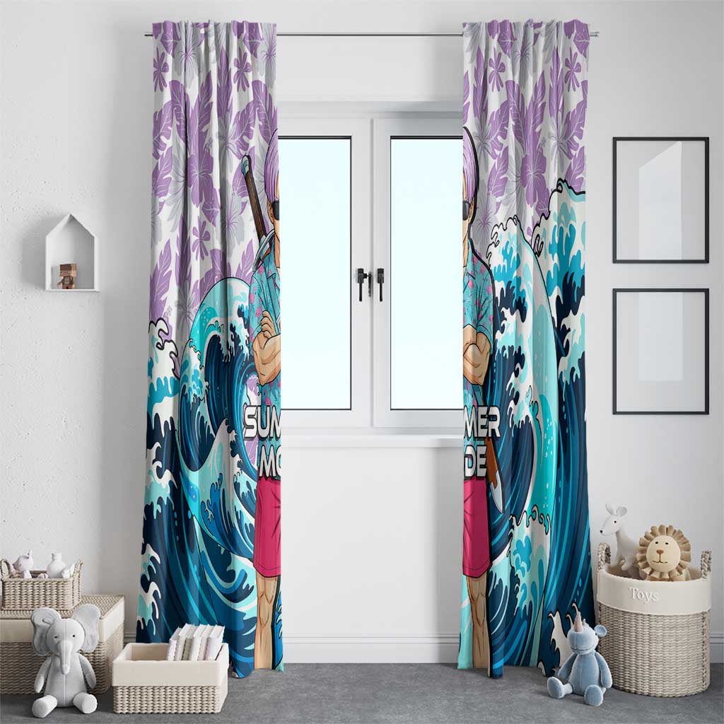 Trunks Dragon Ball Summer Theme Window Curtain with Sword Floral Shirt Sunglasses Shenron and Ocean Wave Background - The Mazicc