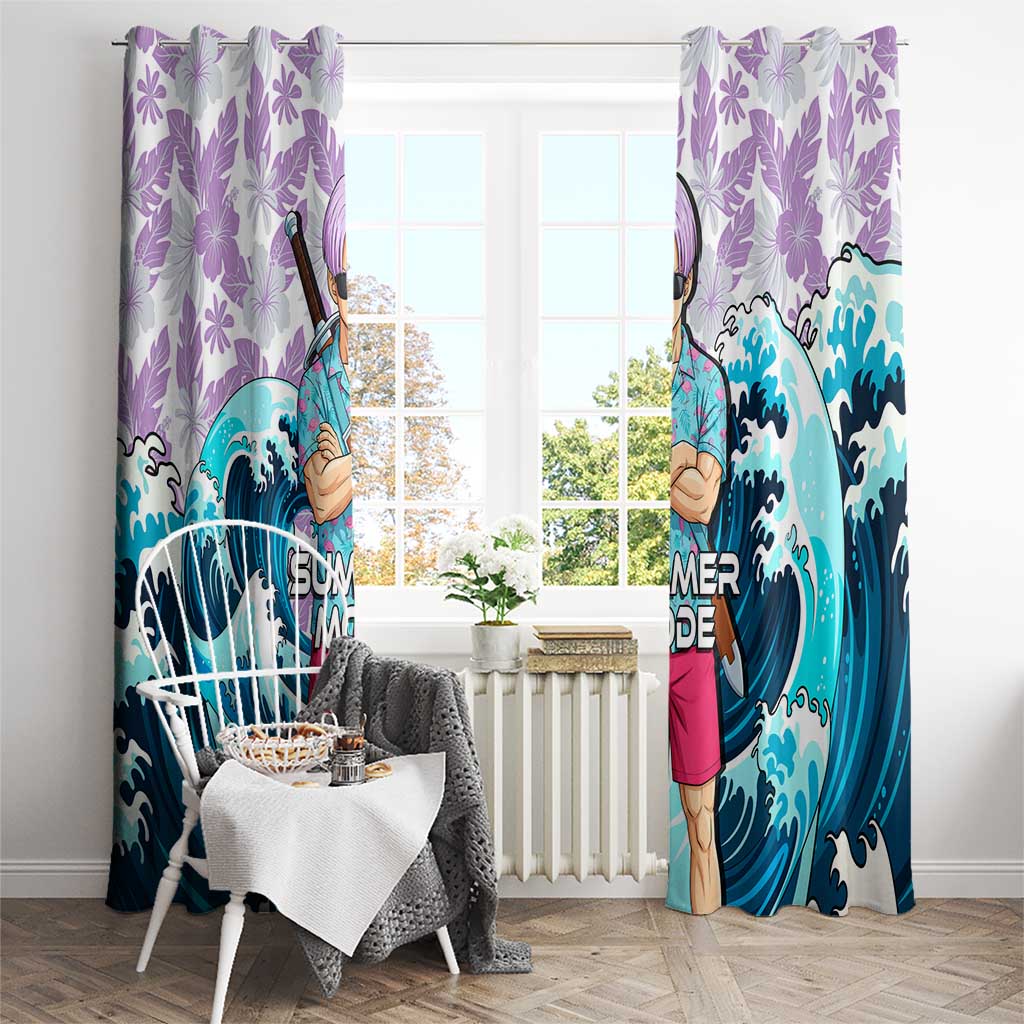 Trunks Dragon Ball Summer Theme Window Curtain with Sword Floral Shirt Sunglasses Shenron and Ocean Wave Background - The Mazicc