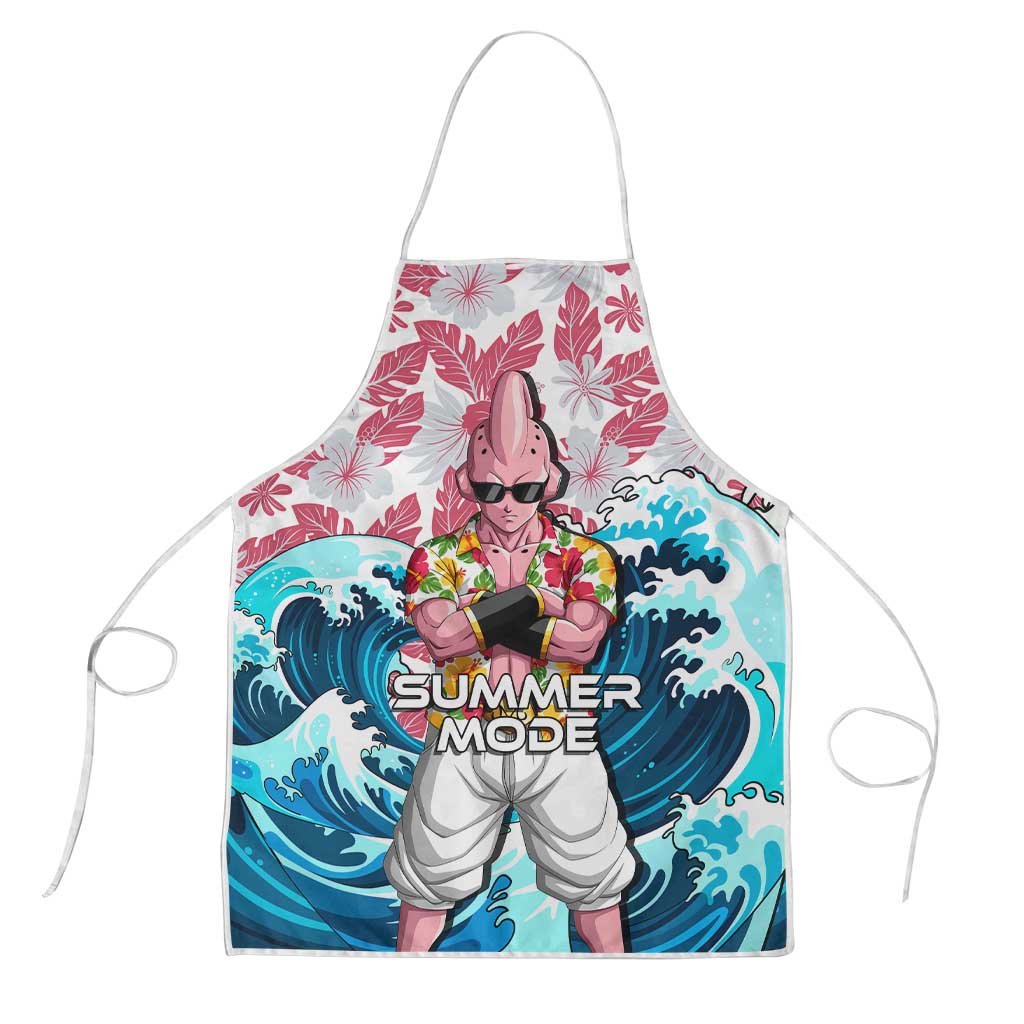 Majin Buu Dragon Ball Summer Theme Apron with Floral Shirt Sunglasses Shenron and Ocean Wave Background - The Mazicc