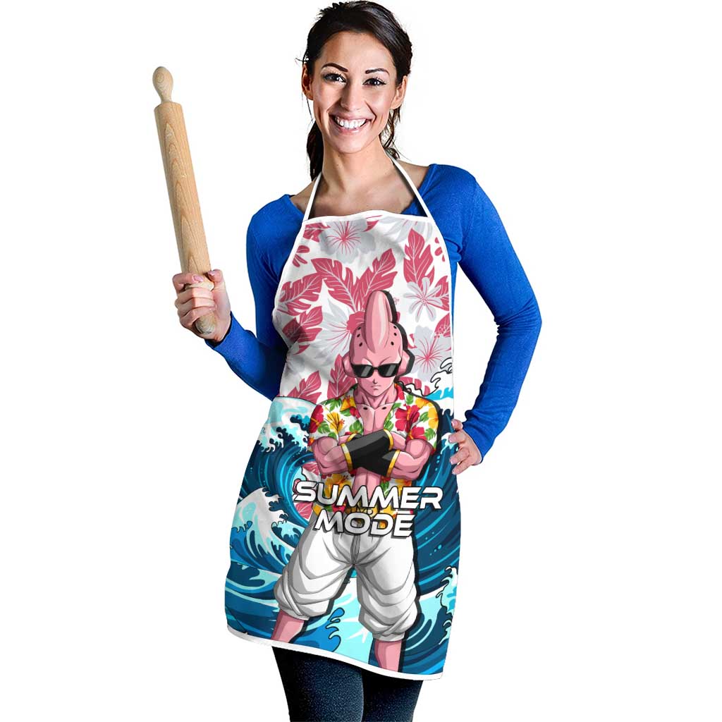 Majin Buu Dragon Ball Summer Theme Apron with Floral Shirt Sunglasses Shenron and Ocean Wave Background - The Mazicc