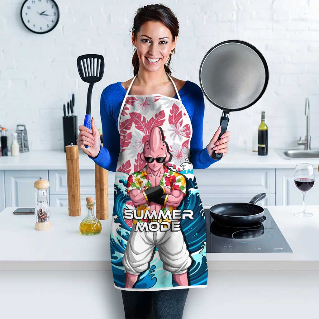 Majin Buu Dragon Ball Summer Theme Apron with Floral Shirt Sunglasses Shenron and Ocean Wave Background - The Mazicc