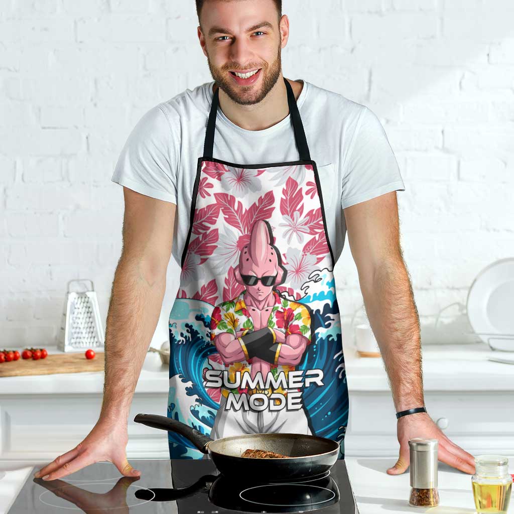 Majin Buu Dragon Ball Summer Theme Apron with Floral Shirt Sunglasses Shenron and Ocean Wave Background - The Mazicc
