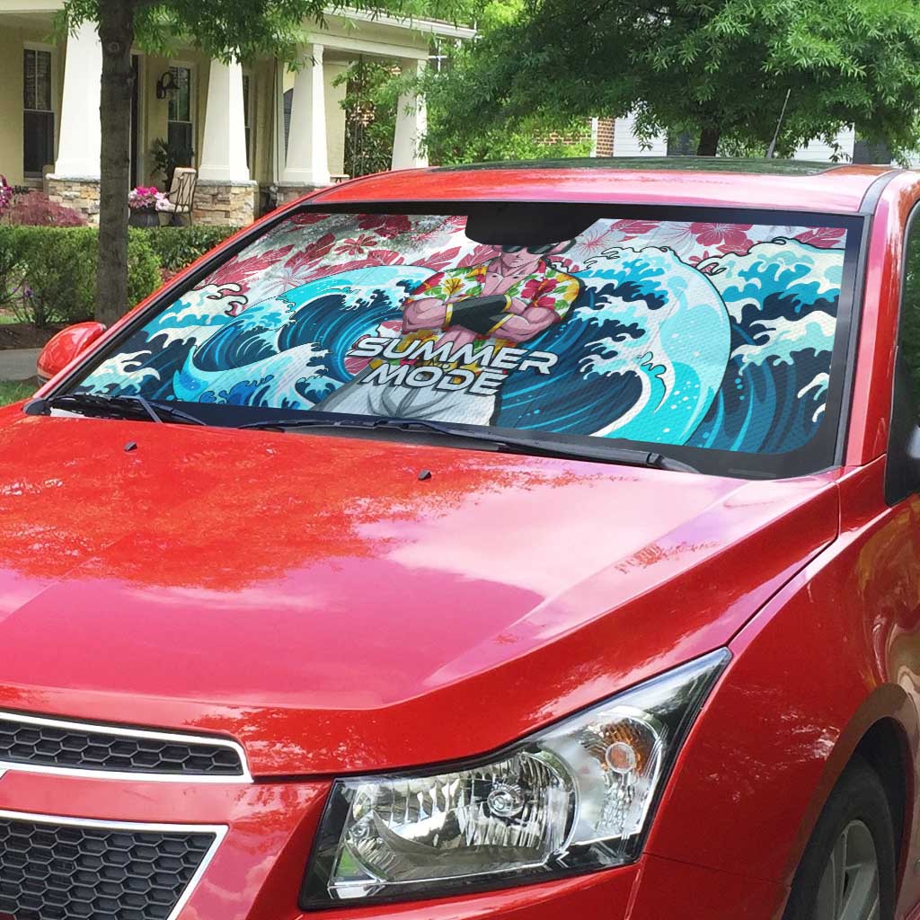 Majin Buu Dragon Ball Summer Theme Auto Sun Shade with Floral Shirt Sunglasses Shenron and Ocean Wave Background - The Mazicc