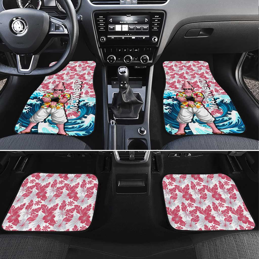 Majin Buu Dragon Ball Summer Theme Car Mats with Floral Shirt Sunglasses Shenron and Ocean Wave Background - The Mazicc
