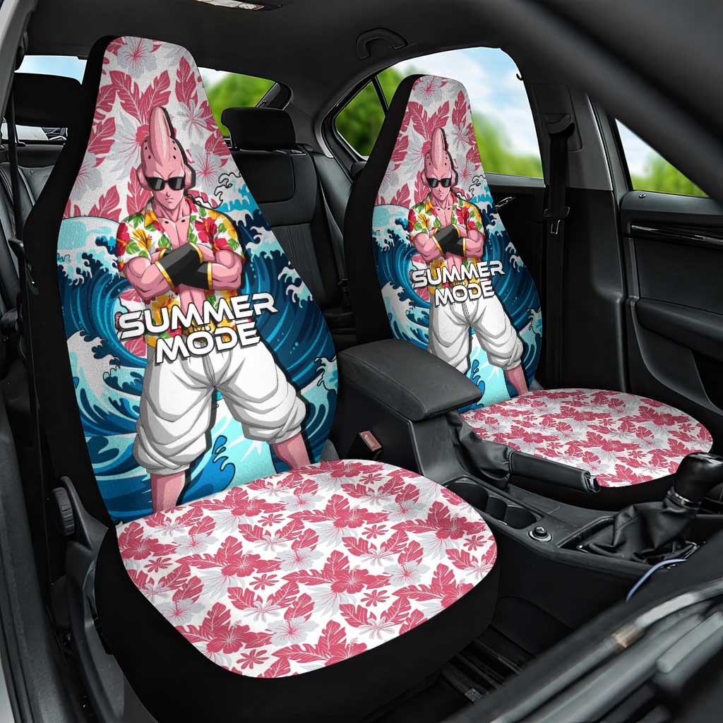Majin Buu Dragon Ball Summer Theme Car Seat Cover with Floral Shirt Sunglasses Shenron and Ocean Wave Background - The Mazicc