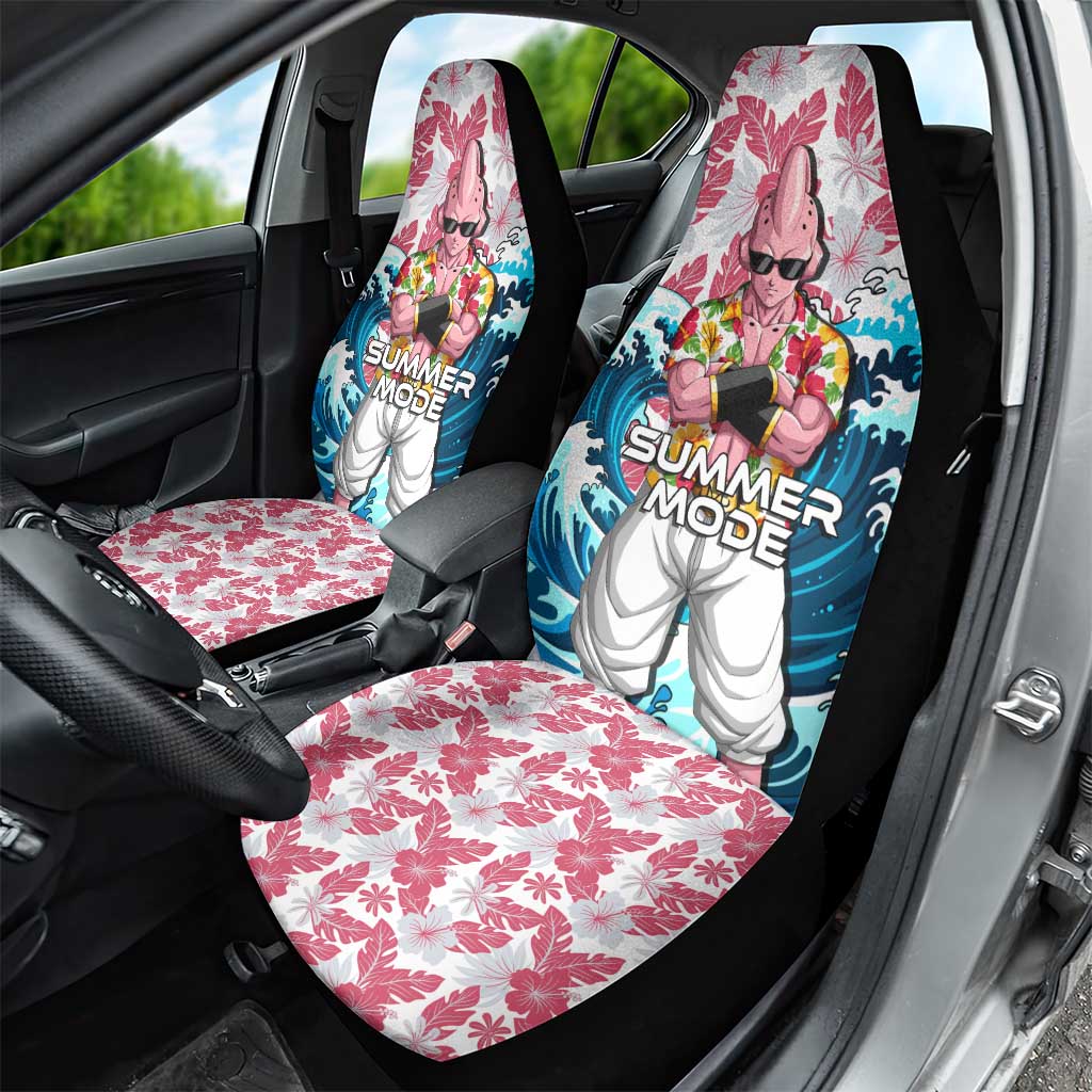 Majin Buu Dragon Ball Summer Theme Car Seat Cover with Floral Shirt Sunglasses Shenron and Ocean Wave Background - The Mazicc