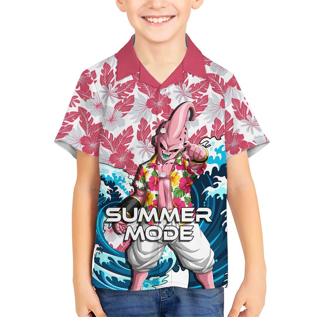 Majin Buu Dragon Ball Summer Theme Hawaiian Shirt with Floral Shirt Sunglasses Shenron and Ocean Wave Background - The Mazicc