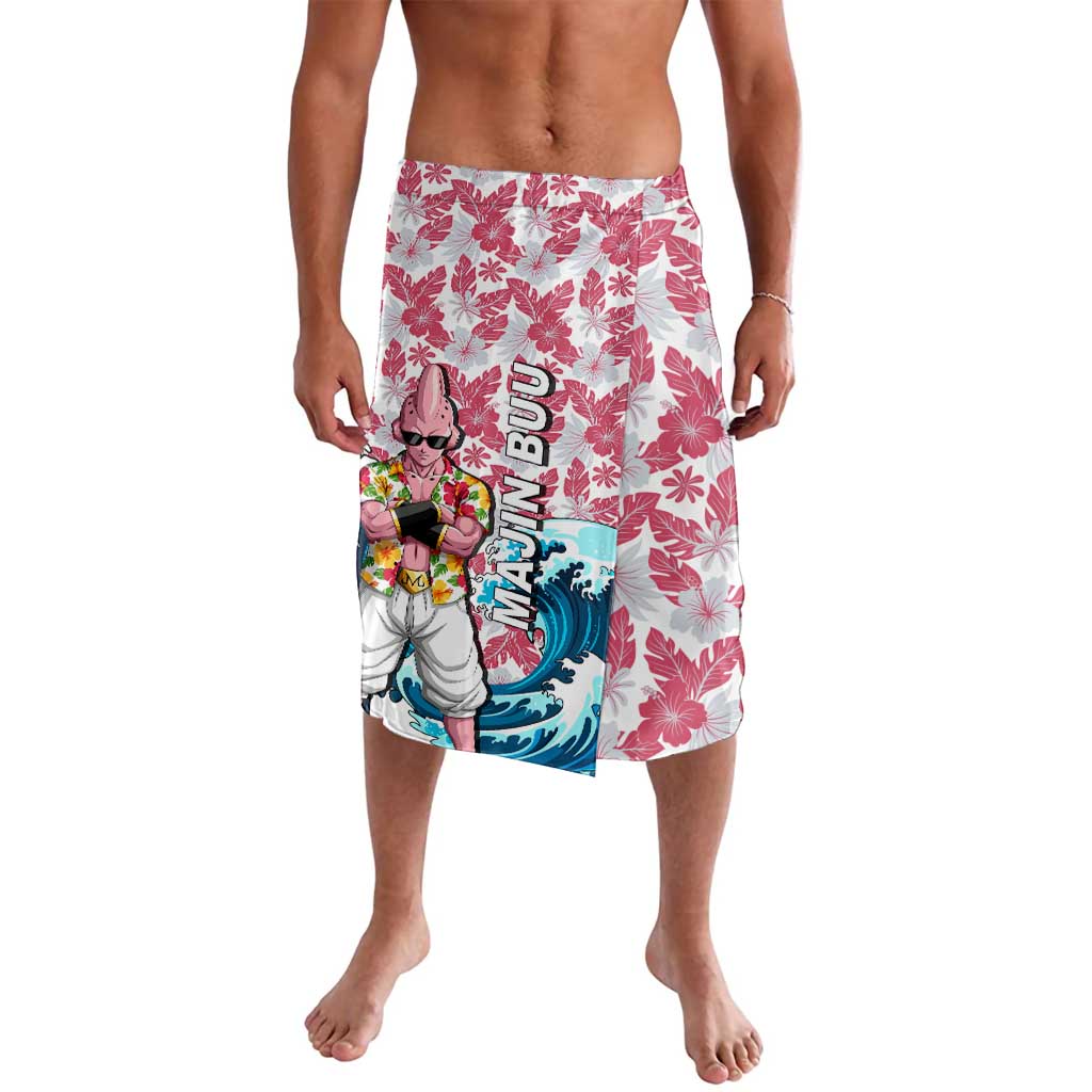 Majin Buu Dragon Ball Summer Theme Lavalava with Floral Shirt Sunglasses Shenron and Ocean Wave Background - The Mazicc