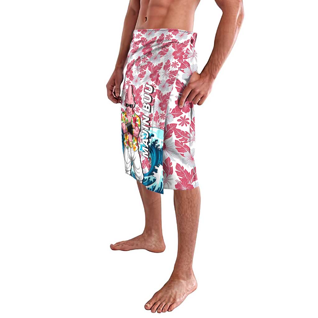 Majin Buu Dragon Ball Summer Theme Lavalava with Floral Shirt Sunglasses Shenron and Ocean Wave Background - The Mazicc