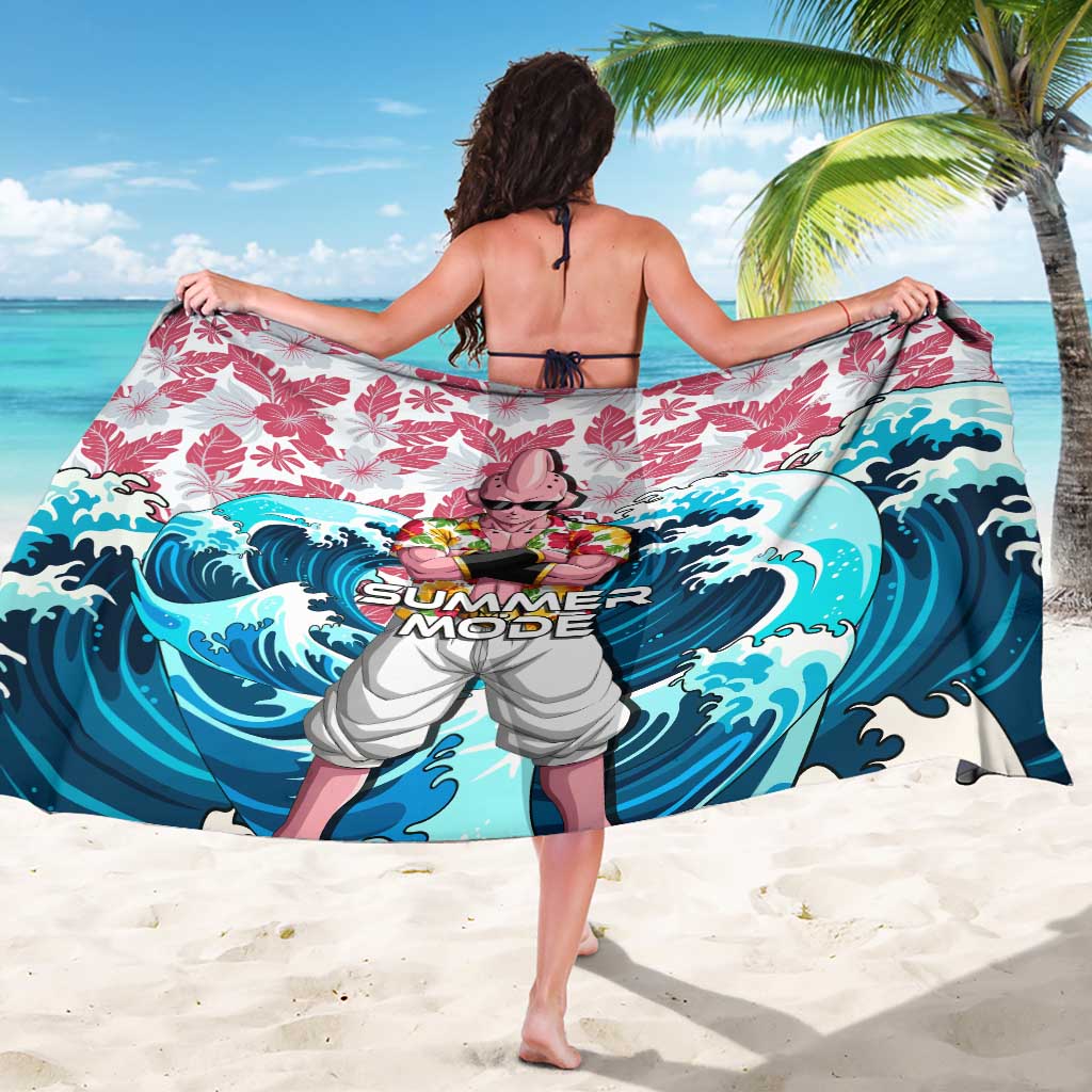Majin Buu Dragon Ball Summer Theme Sarong with Floral Shirt Sunglasses Shenron and Ocean Wave Background - The Mazicc