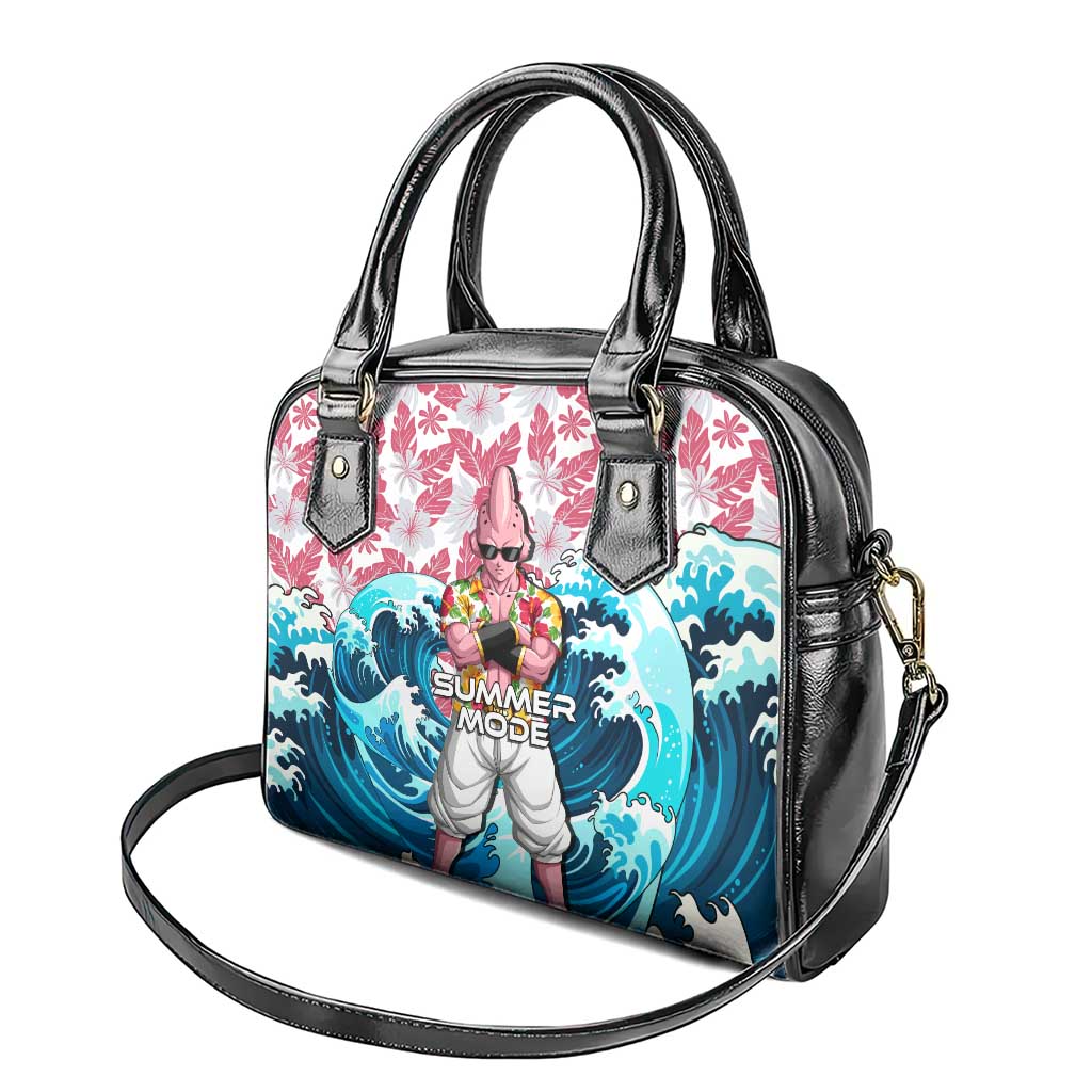 Majin Buu Dragon Ball Summer Theme Shoulder Handbag with Floral Shirt Sunglasses Shenron and Ocean Wave Background - The Mazicc