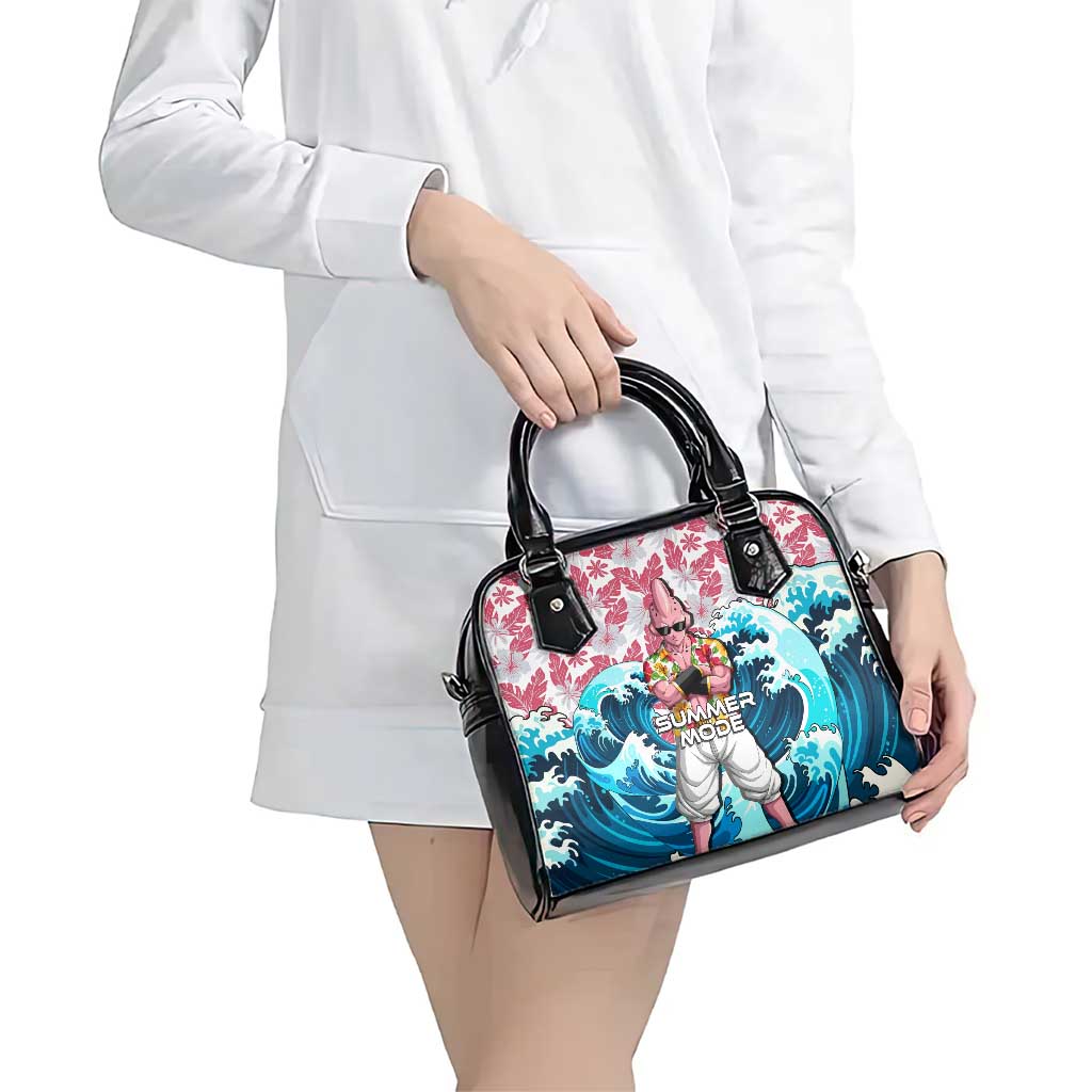 Majin Buu Dragon Ball Summer Theme Shoulder Handbag with Floral Shirt Sunglasses Shenron and Ocean Wave Background - The Mazicc