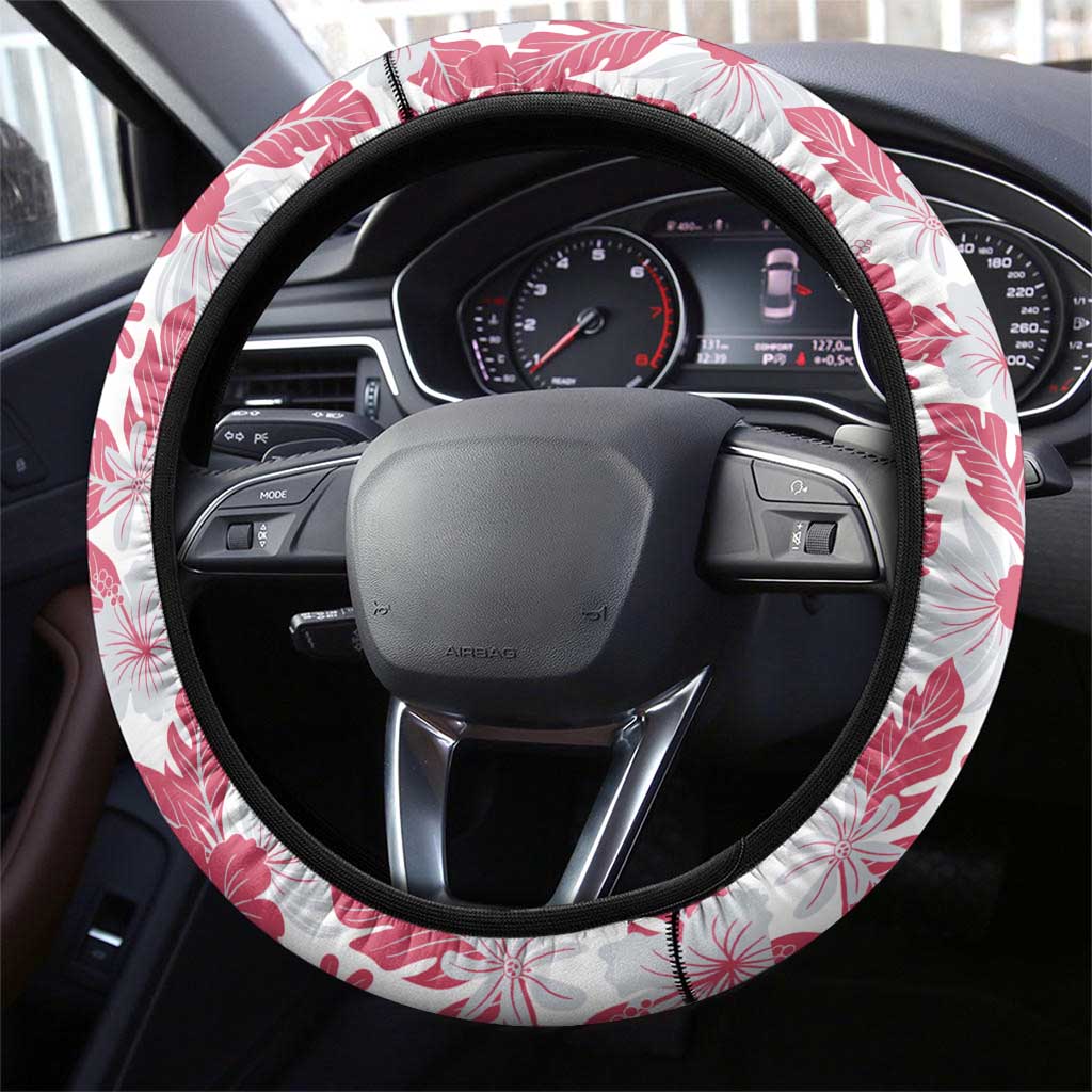 Majin Buu Dragon Ball Summer Theme Steering Wheel Cover with Floral Shirt Sunglasses Shenron and Ocean Wave Background - The Mazicc