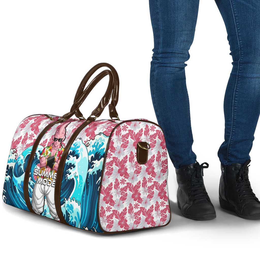 Majin Buu Dragon Ball Summer Theme Travel Bag with Floral Shirt Sunglasses Shenron and Ocean Wave Background - The Mazicc