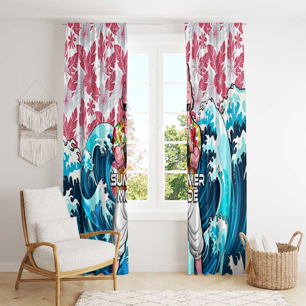 Majin Buu Dragon Ball Summer Theme Window Curtain with Floral Shirt Sunglasses Shenron and Ocean Wave Background - The Mazicc