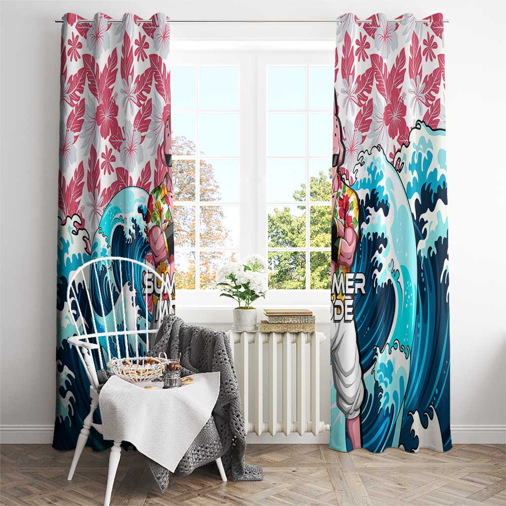 Majin Buu Dragon Ball Summer Theme Window Curtain with Floral Shirt Sunglasses Shenron and Ocean Wave Background - The Mazicc