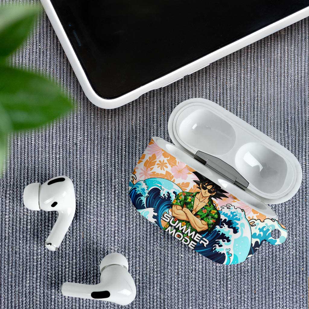 Goku Dragon Ball Summer Theme AirPods Case with Tropical Floral Shirt Sunglasses Shenron and Ocean Wave Background - The Mazicc
