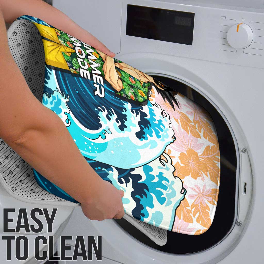 Goku Dragon Ball Summer Theme Bathroom Set with Tropical Floral Shirt Sunglasses Shenron and Ocean Wave Background - The Mazicc