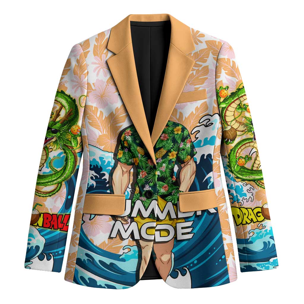 Goku Dragon Ball Summer Theme Blazer with Tropical Floral Shirt Sunglasses Shenron and Ocean Wave Background - The Mazicc