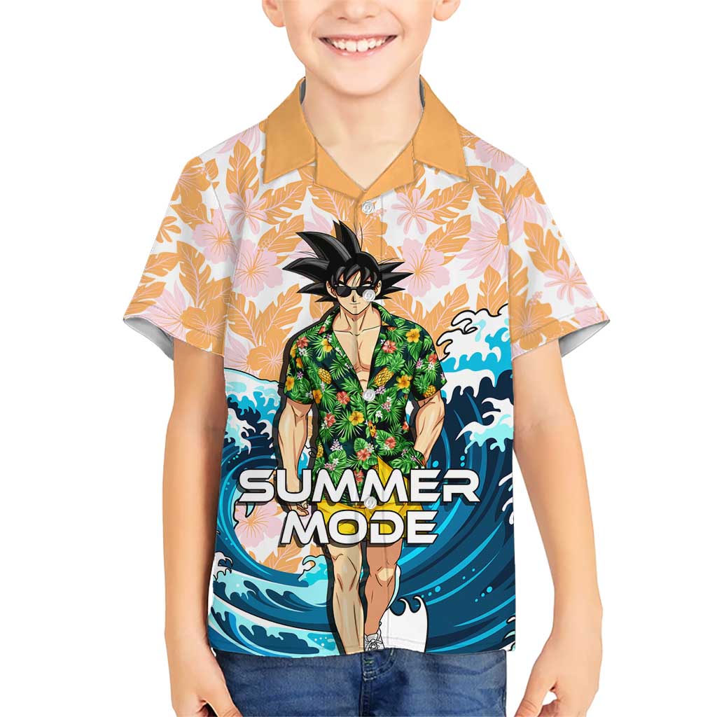 Goku Dragon Ball Summer Theme Hawaiian Shirt with Tropical Floral Shirt Sunglasses Shenron and Ocean Wave Background - The Mazicc