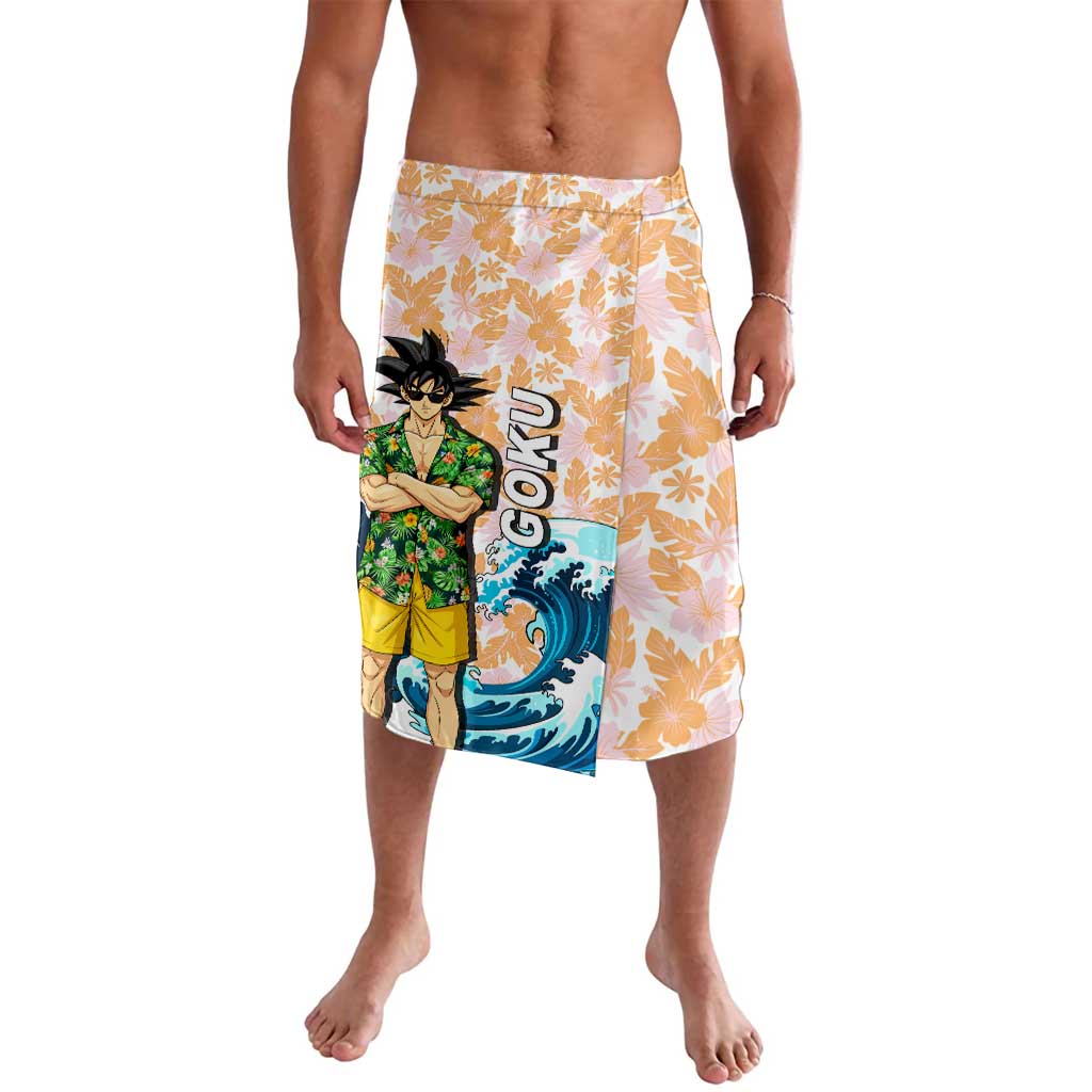 Goku Dragon Ball Summer Theme Lavalava with Tropical Floral Shirt Sunglasses Shenron and Ocean Wave Background - The Mazicc