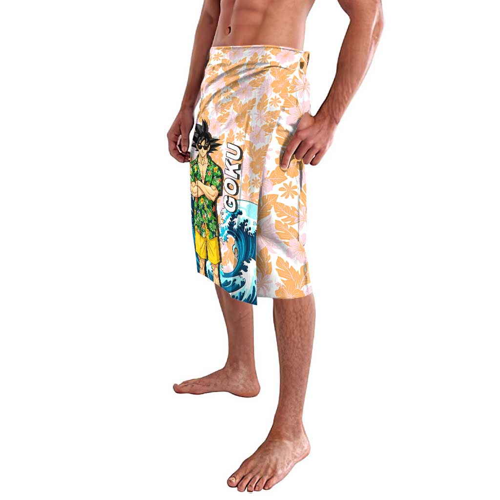 Goku Dragon Ball Summer Theme Lavalava with Tropical Floral Shirt Sunglasses Shenron and Ocean Wave Background - The Mazicc