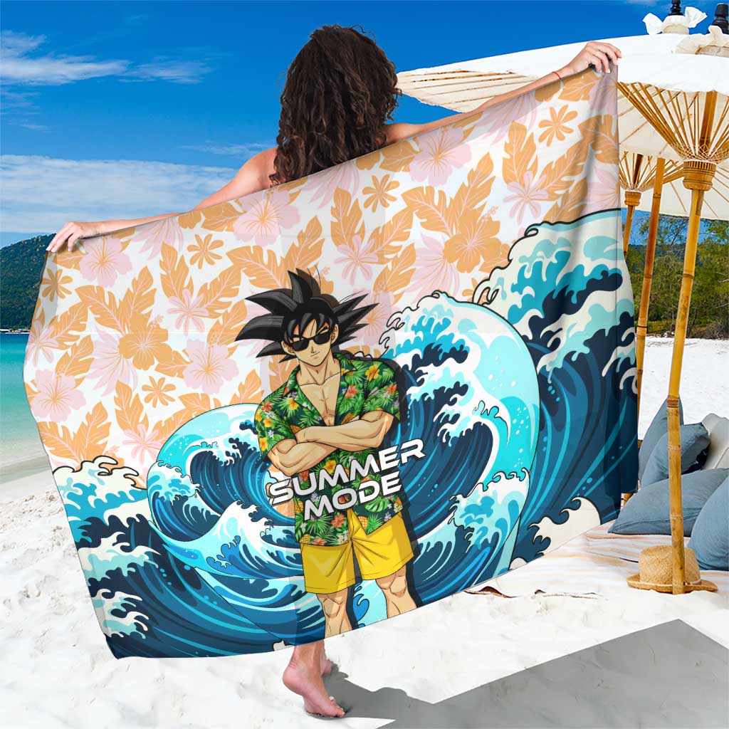 Goku Dragon Ball Summer Theme Sarong with Tropical Floral Shirt Sunglasses Shenron and Ocean Wave Background - The Mazicc
