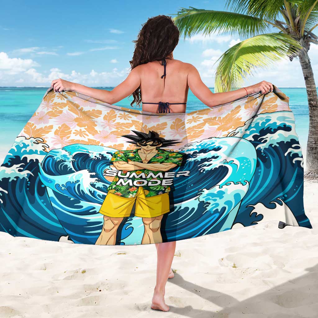 Goku Dragon Ball Summer Theme Sarong with Tropical Floral Shirt Sunglasses Shenron and Ocean Wave Background - The Mazicc
