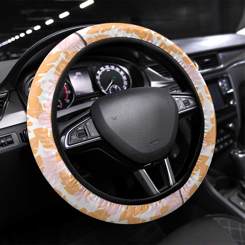 Goku Dragon Ball Summer Theme Steering Wheel Cover with Tropical Floral Shirt Sunglasses Shenron and Ocean Wave Background - The Mazicc