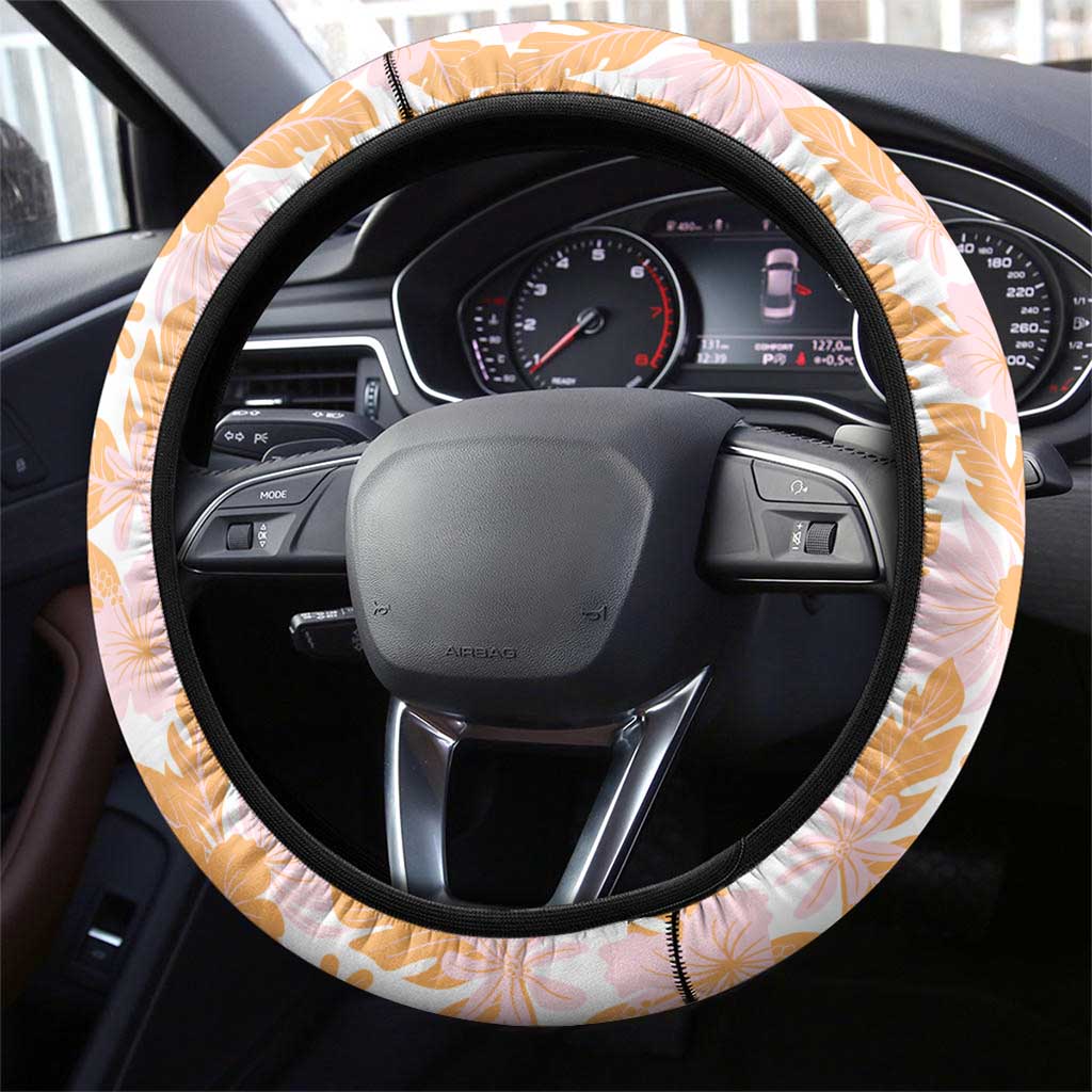 Goku Dragon Ball Summer Theme Steering Wheel Cover with Tropical Floral Shirt Sunglasses Shenron and Ocean Wave Background - The Mazicc