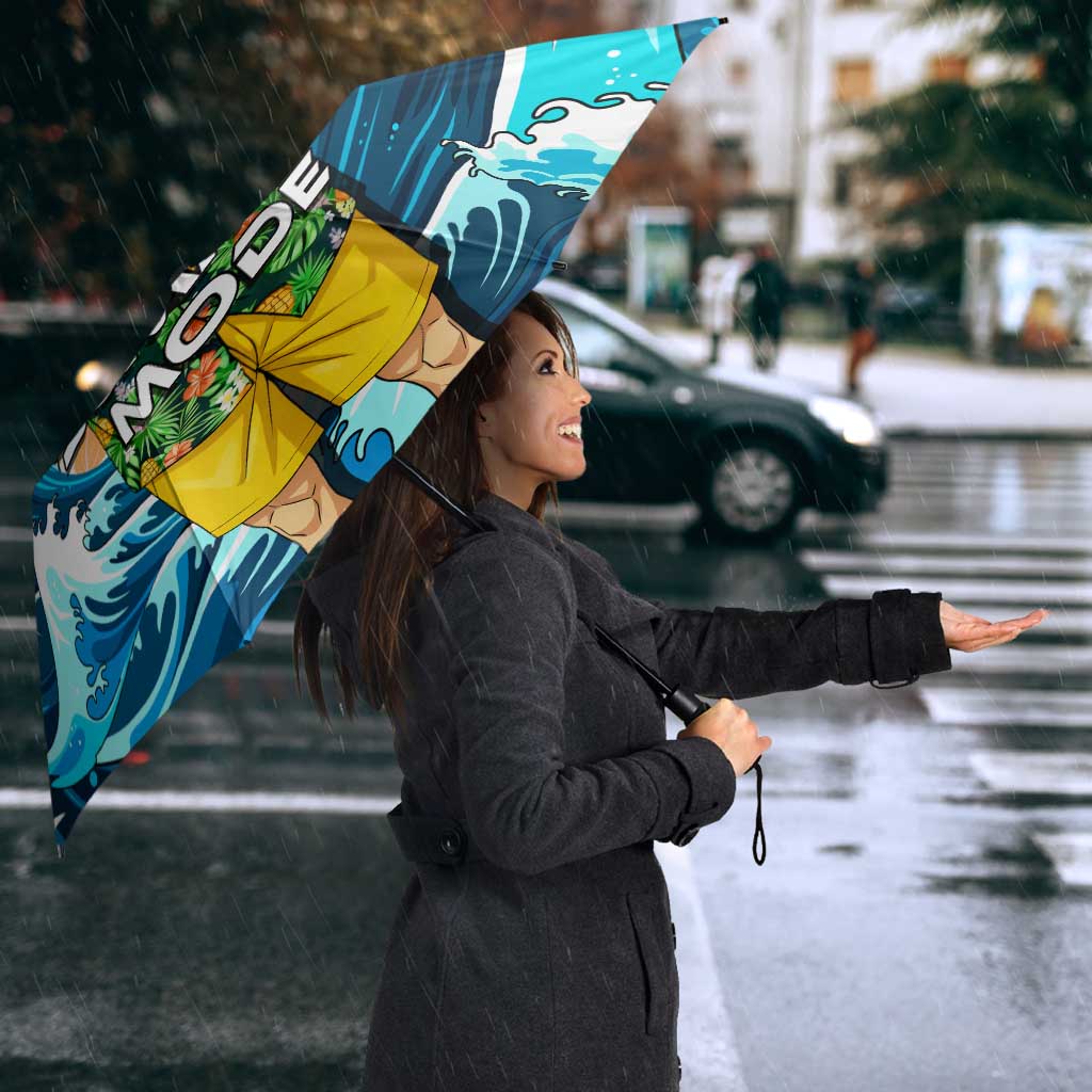 Goku Dragon Ball Summer Theme Umbrella with Tropical Floral Shirt Sunglasses Shenron and Ocean Wave Background - The Mazicc