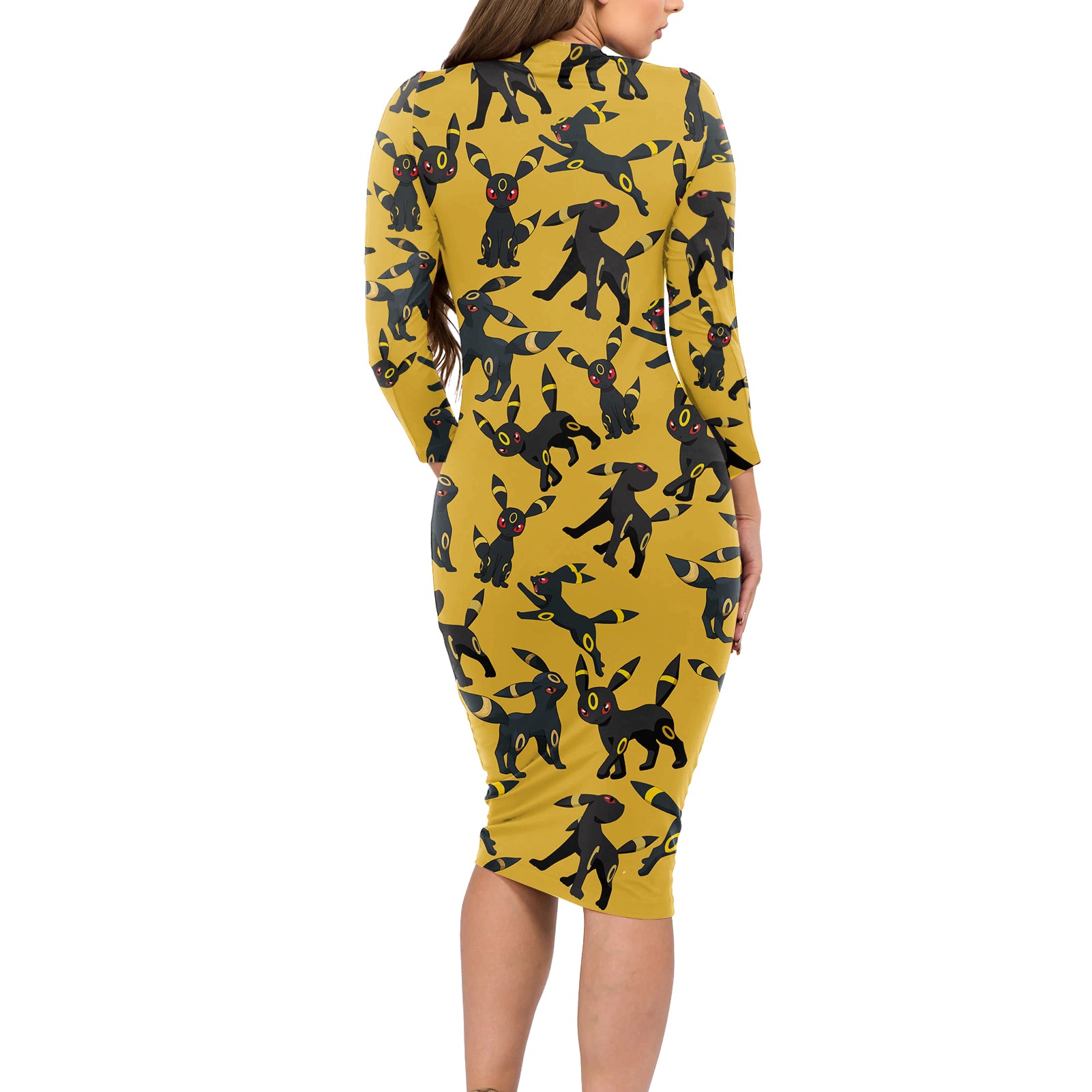 Umbreon Pattern Style Long Sleeve Bodycon Dress