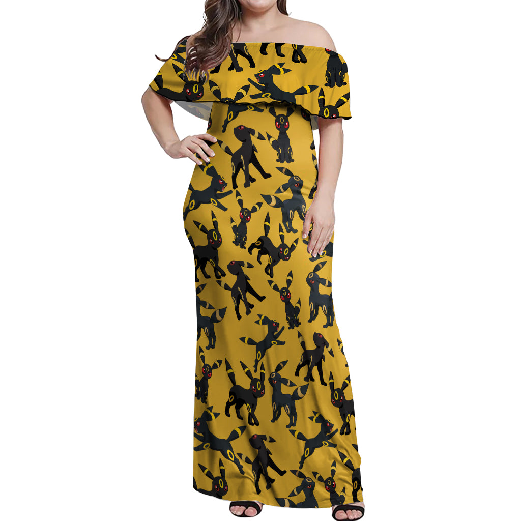 Umbreon Pattern Style Off Shoulder Maxi Dress