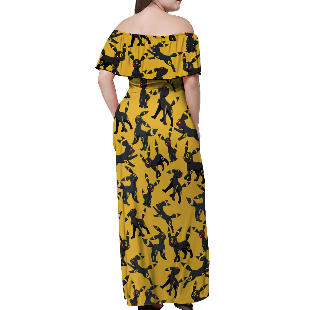 Umbreon Pattern Style Off Shoulder Maxi Dress