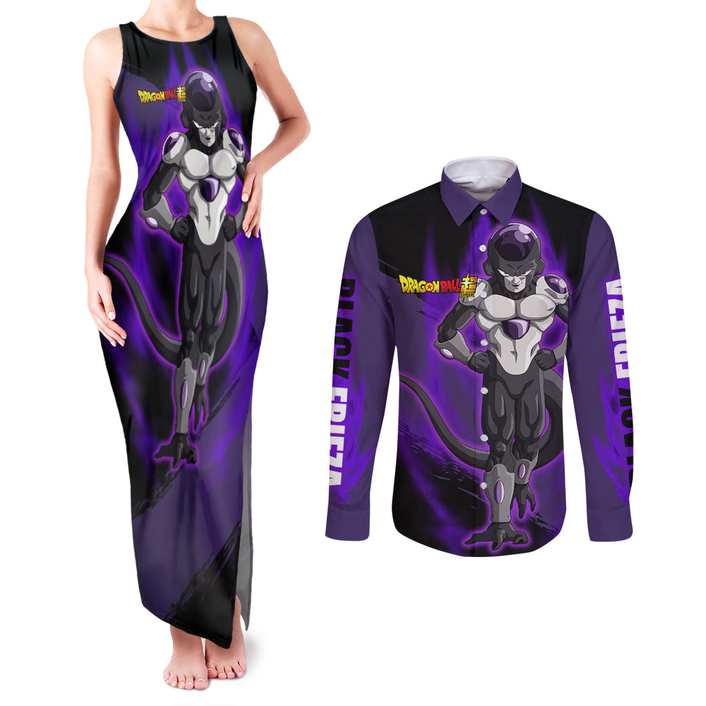 Black Frieza - Dragon Ball Super Couples Matching Tank Maxi Dress and Long Sleeve Button Shirt