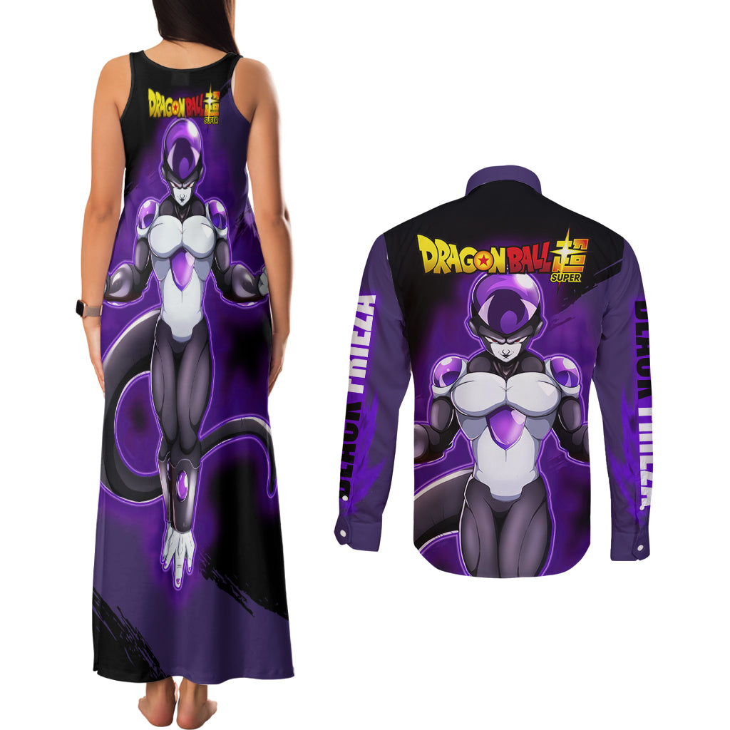 Black Frieza - Dragon Ball Super Couples Matching Tank Maxi Dress and Long Sleeve Button Shirt
