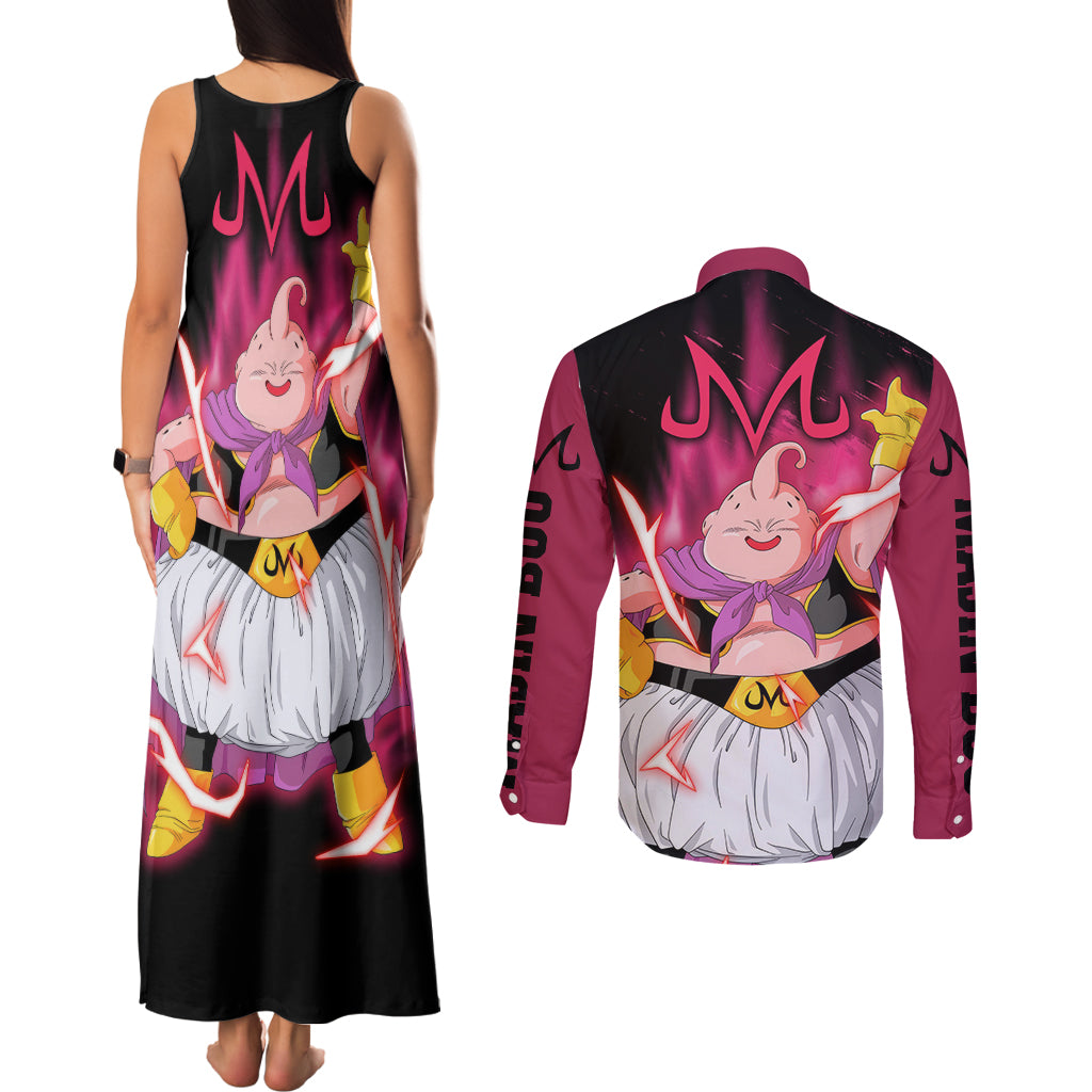 Fat Majin Buu - Dragon Ball Couples Matching Tank Maxi Dress and Long Sleeve Button Shirt