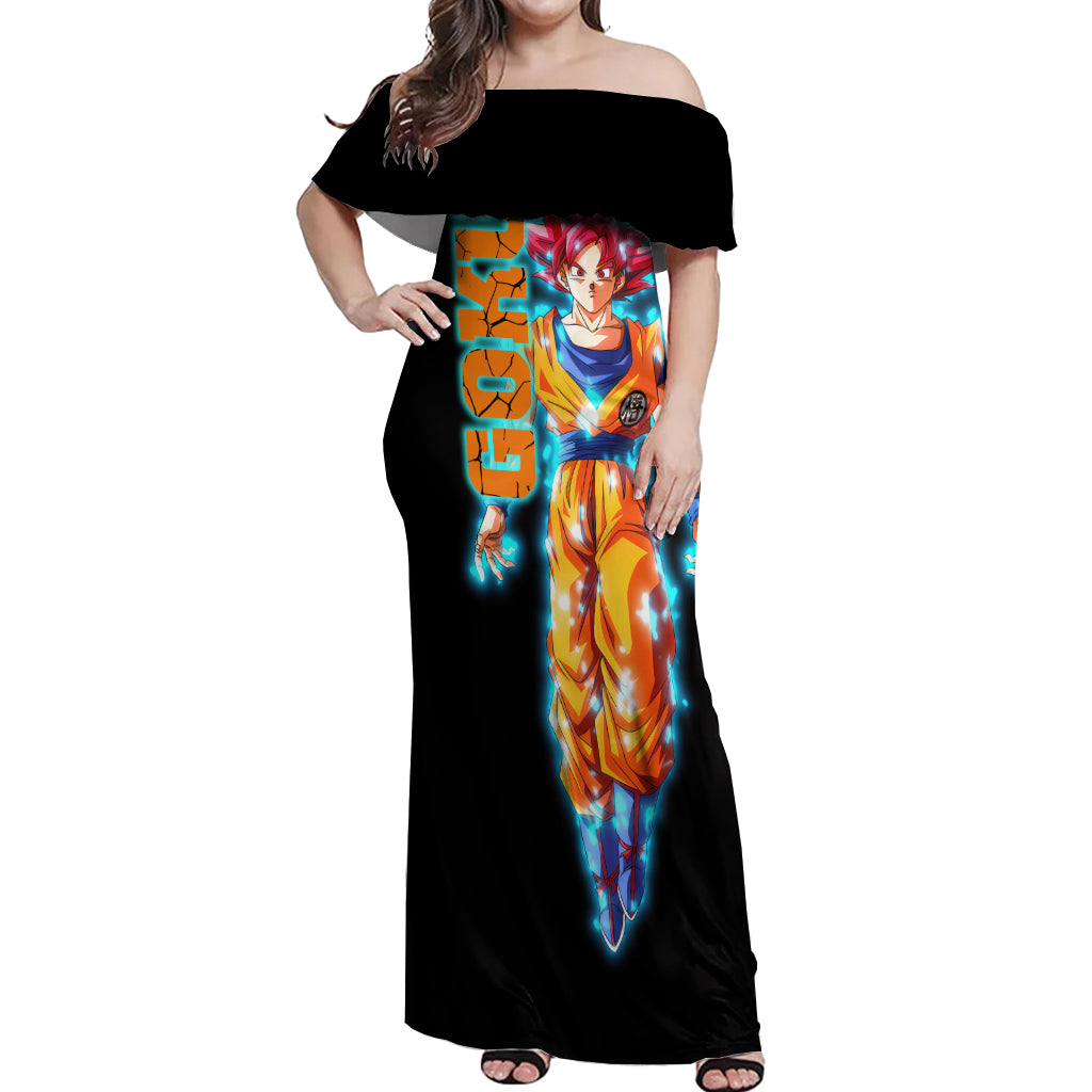 Goku Saiyan God Off Shoulder Maxi Dress