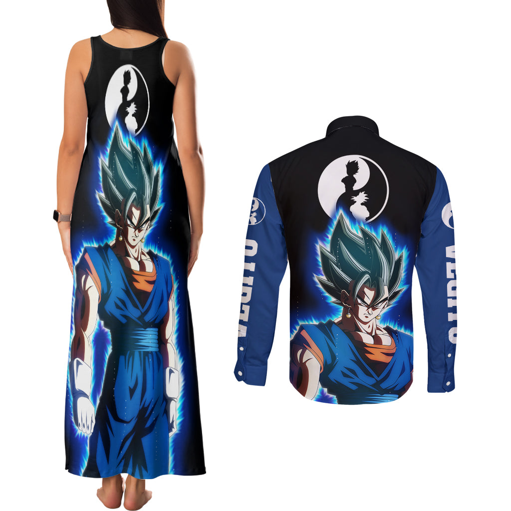Vegito - Dragon Ball Couples Matching Tank Maxi Dress and Long Sleeve Button Shirt