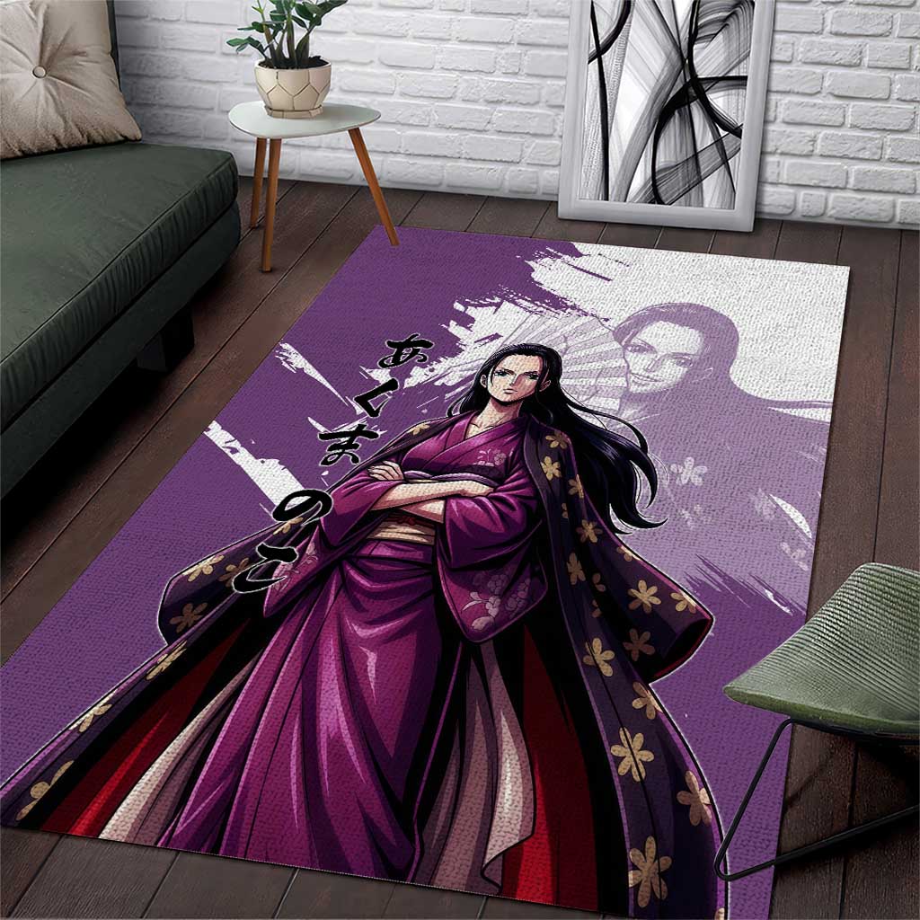 Nico Robin in Wano Kimono Elegance Area Rug Demon Child in Regal Purple - One Piece Wano Style