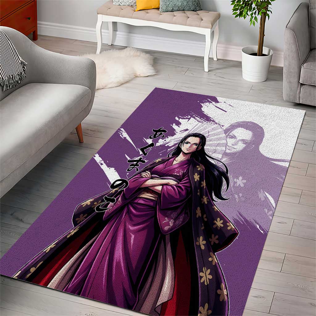 Nico Robin in Wano Kimono Elegance Area Rug Demon Child in Regal Purple - One Piece Wano Style