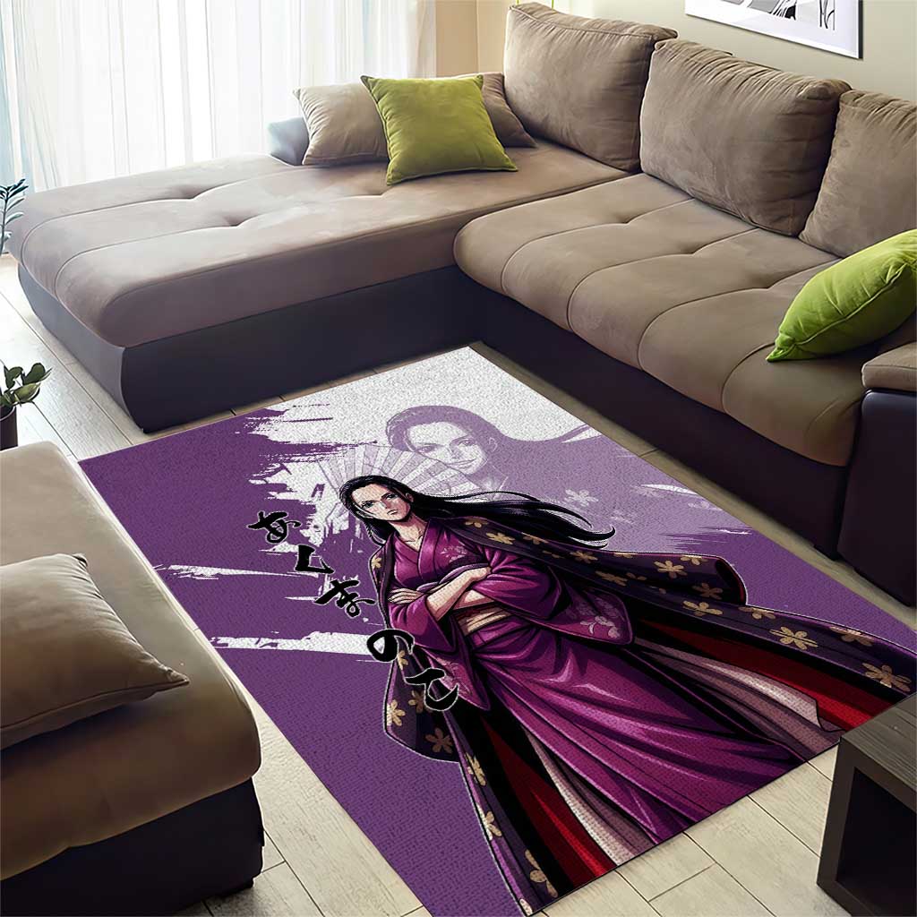 Nico Robin in Wano Kimono Elegance Area Rug Demon Child in Regal Purple - One Piece Wano Style