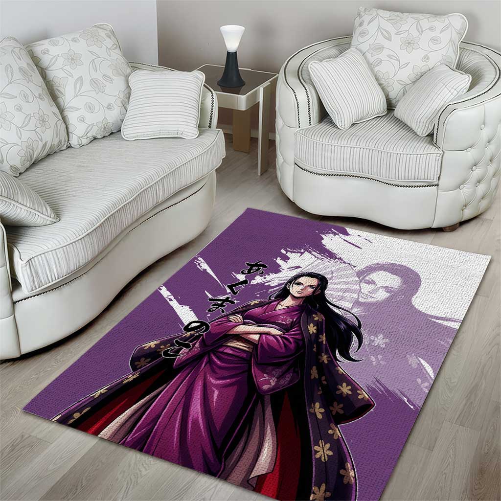 Nico Robin in Wano Kimono Elegance Area Rug Demon Child in Regal Purple - One Piece Wano Style