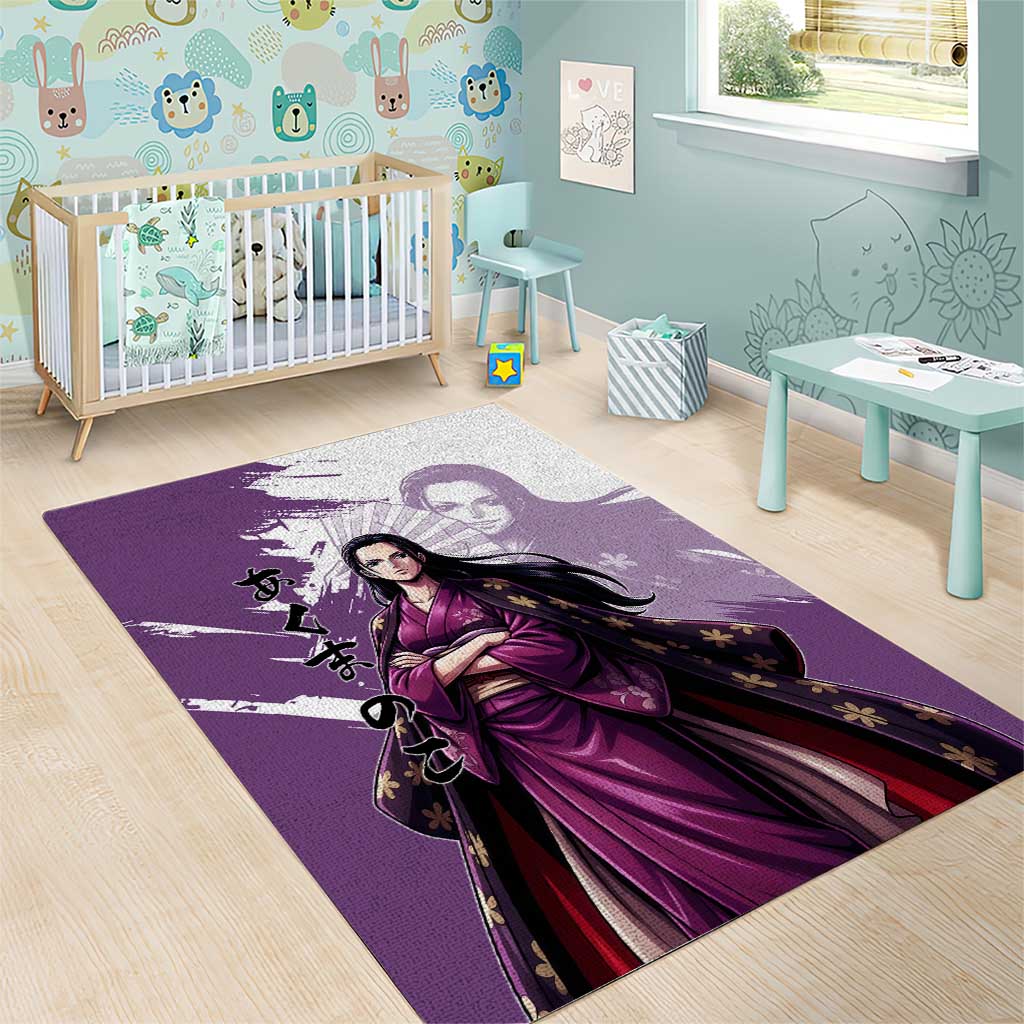 Nico Robin in Wano Kimono Elegance Area Rug Demon Child in Regal Purple - One Piece Wano Style