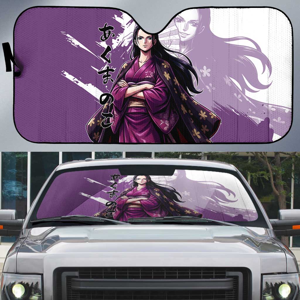 Nico Robin in Wano Kimono Elegance Auto Sun Shade Demon Child in Regal Purple - One Piece Wano Style