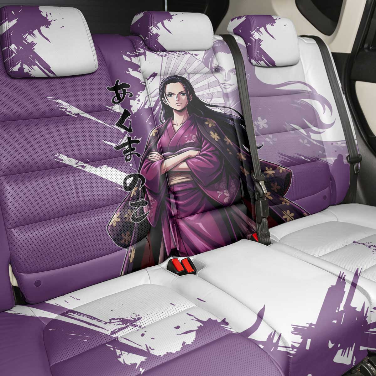 Nico Robin in Wano Kimono Elegance Back Car Seat Cover Demon Child in Regal Purple - One Piece Wano Style