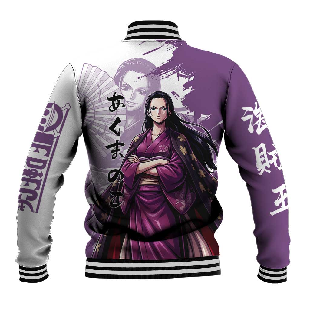 Nico Robin in Wano Kimono Elegance Baseball Jacket Demon Child in Regal Purple - One Piece Wano Style
