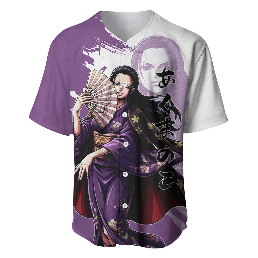 Nico Robin in Wano Kimono Elegance Baseball Jersey Demon Child in Regal Purple - One Piece Wano Style